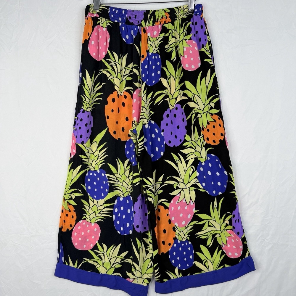 Beauty Sleep Social Women's SZ-L Cropped Pineapple Print Lounge Pants 100% Rayon - Picture 11 of 16
